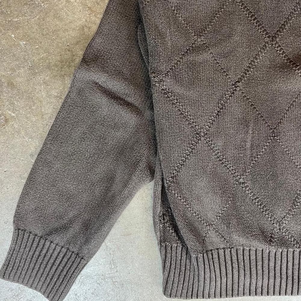 Vintage 90s Brown diamond pattern sweater Men's Size XL - Picture 3 of 6